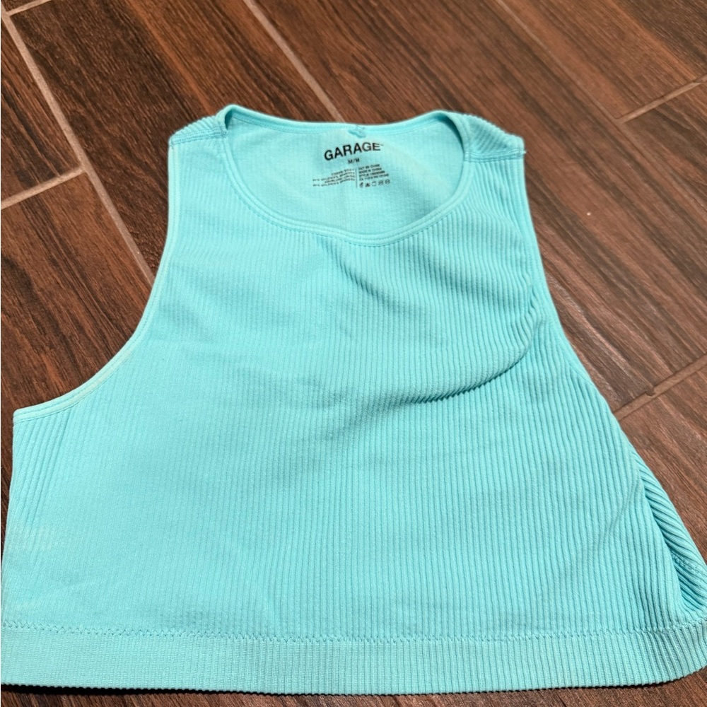 Garage Women's Aqua Ribbed Crop Top